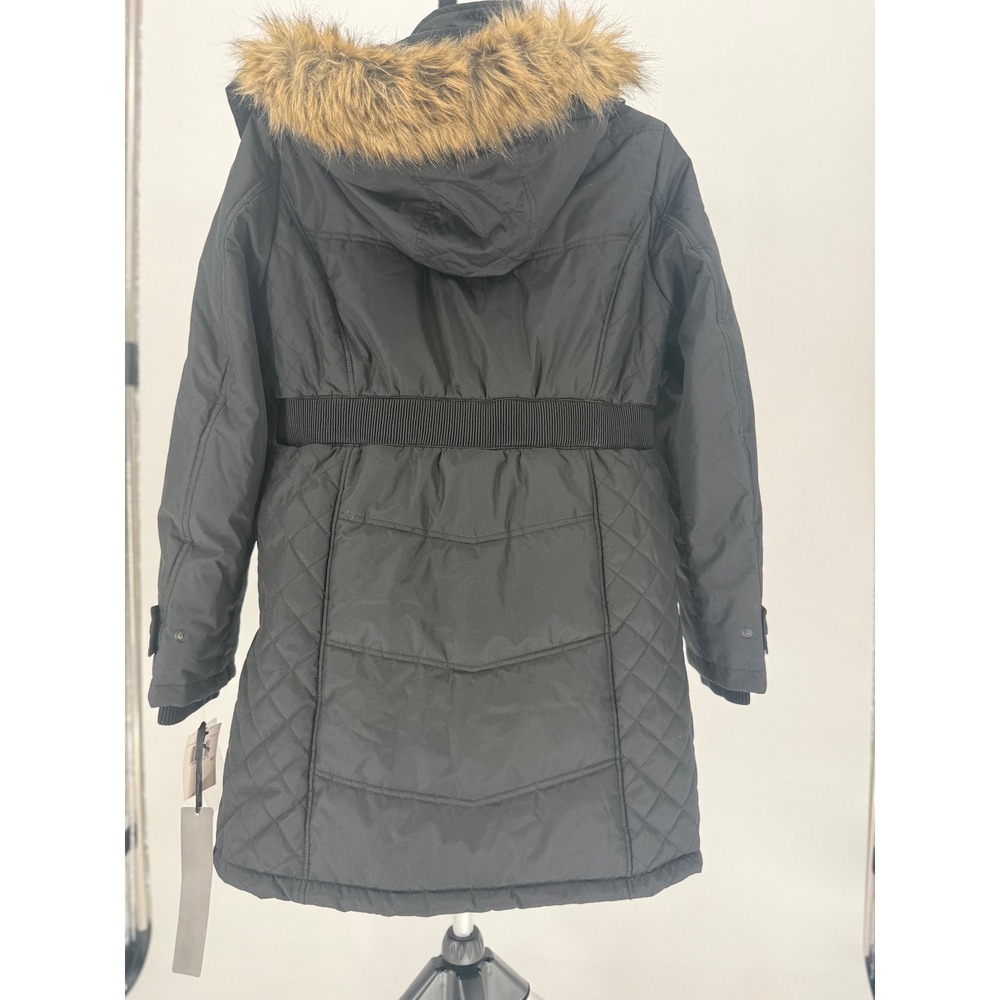 NWT Hawke & Co Black Quilted Puffer Parka Faux Fur Hood Thinsulate Winter Coat M - Picture 4 of 10